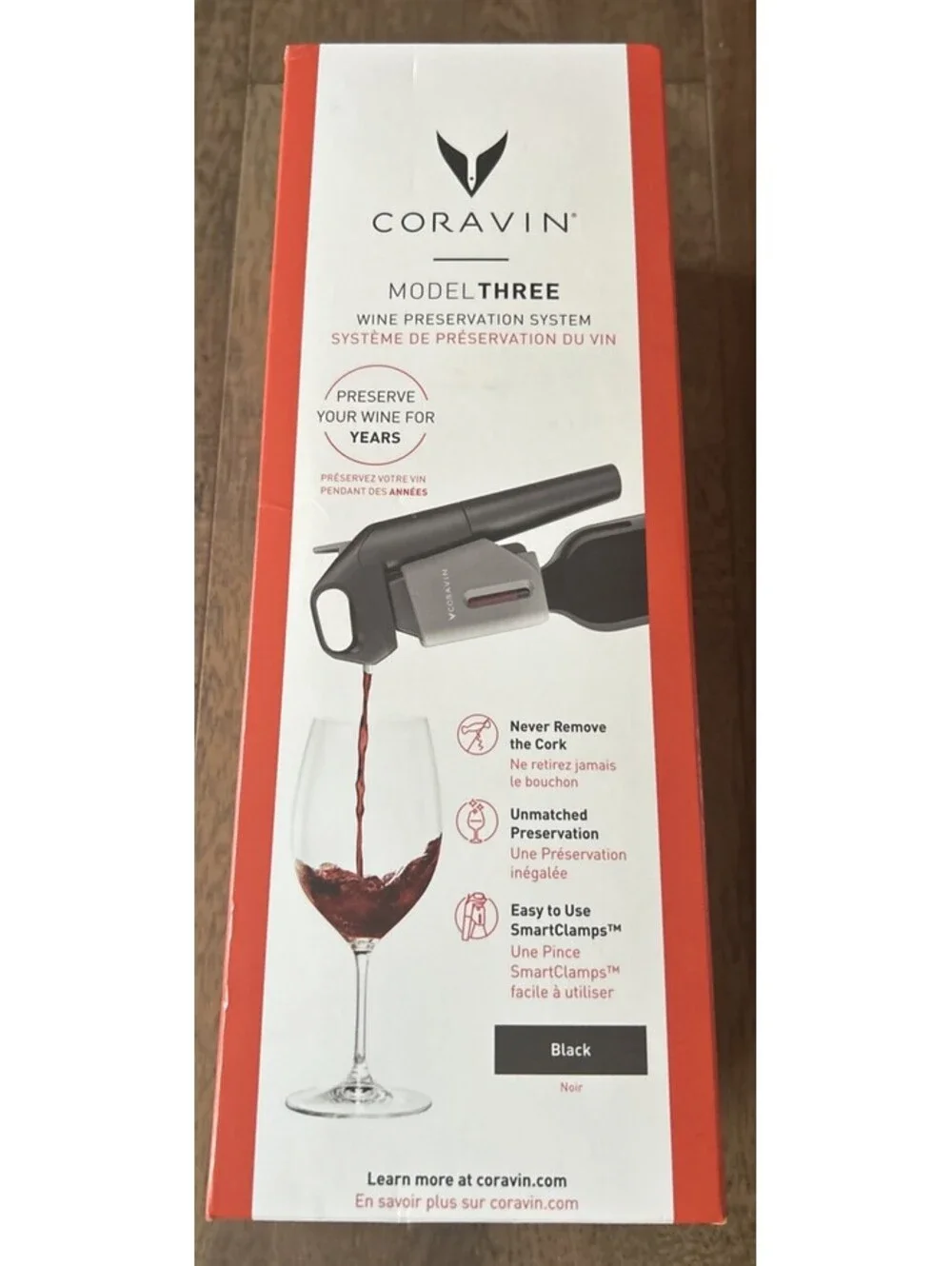 CORVAIN Model Three Wine Preservation System NEW SEALED Black Pour WITH Cork!